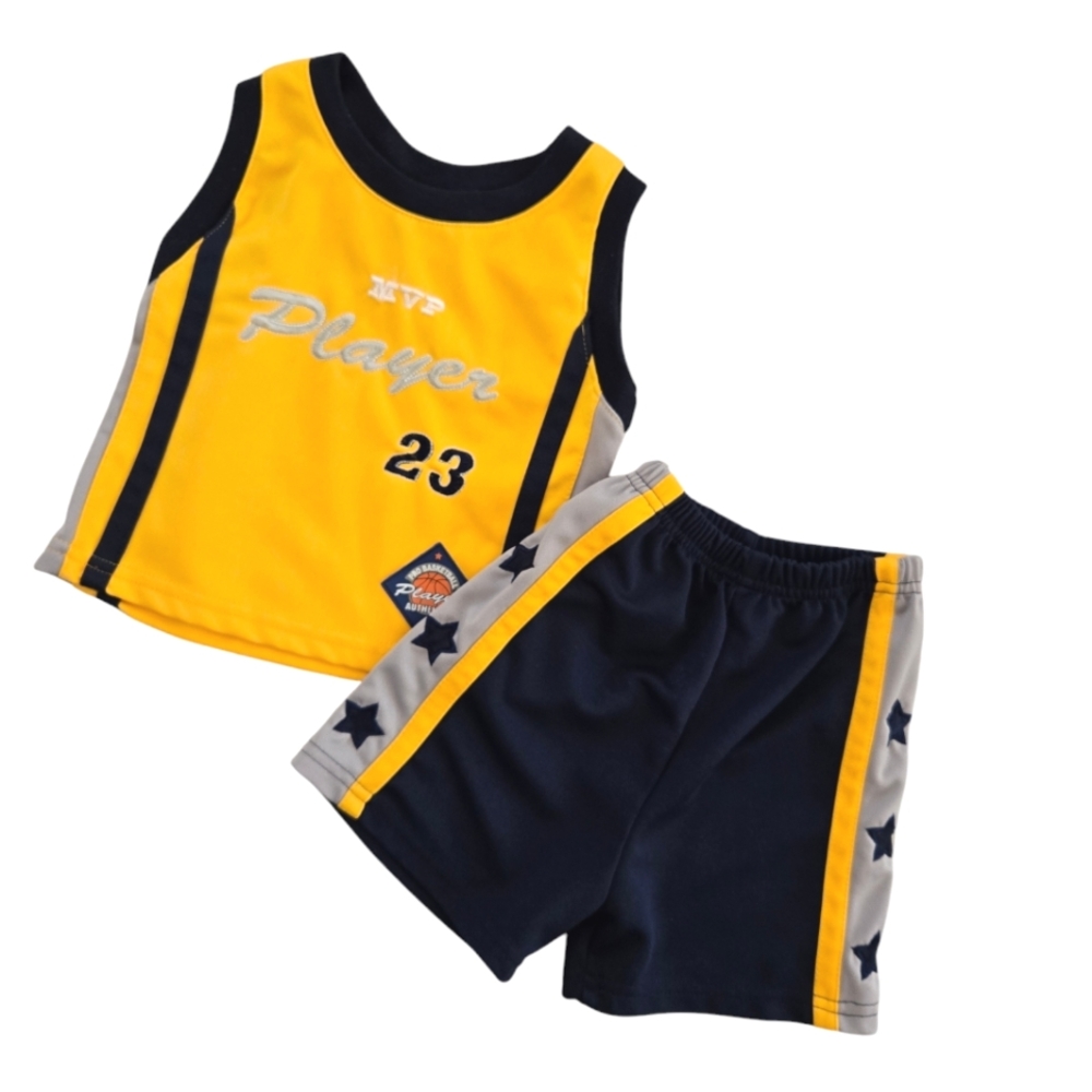 Vintage Y2K basketball MVP Player #23 yellow 2-piece shorts/tank top set